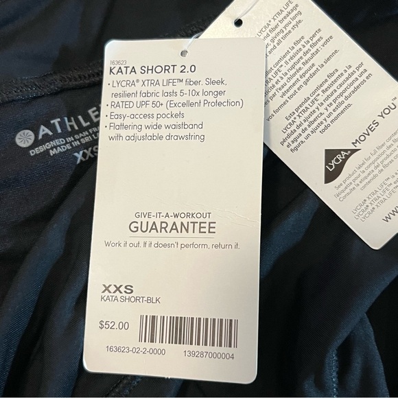 NWT Athleta Womens Kata 2.0 Swim Shorts Drawstring Pockets Black XXS Athletic - Picture 15 of 16